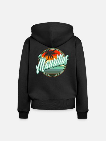 SommerStrandurlaub - Mauritius - Frauen Premium Bio Zip Hoodie - Schwarz