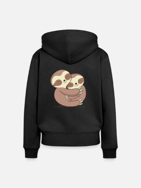 Faultier Design - Frauen Premium Bio Zip Hoodie - Schwarz