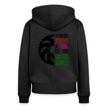 Fille de vélo de gravier - Sweat à capuche zippé Premium bio Femme - noir - Dos - Julia (174cm)