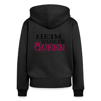Heimwerker mama - Frauen Premium Bio Zip Hoodie - Schwarz - Hinten - Julia (174cm)
