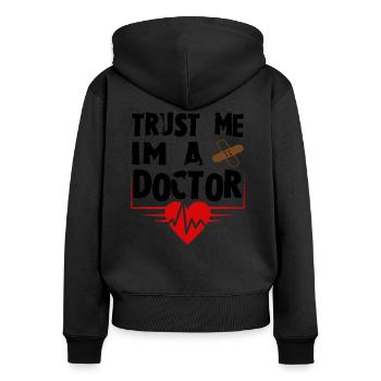 Je suis médecin - Sweat à capuche zippé Premium bio Femme - noir - Dos - Julia (174cm)
