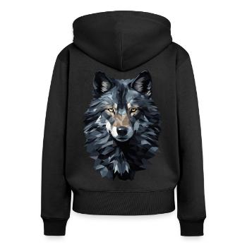Wolf im Polygon Style - Frauen Premium Bio Zip Hoodie - Schwarz - Hinten - Julia (174cm)