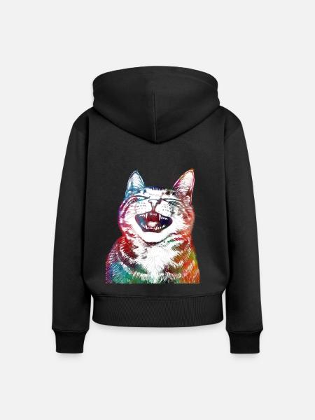 Lustige Katze 1 - Frauen Premium Bio Zip Hoodie - Schwarz