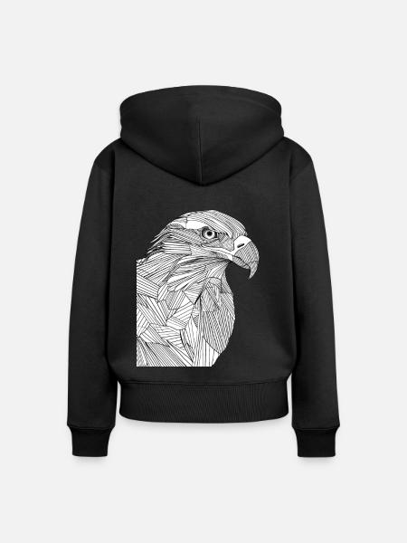 Linien Kunst Adler #eagle - Frauen Premium Bio Zip Hoodie - Schwarz