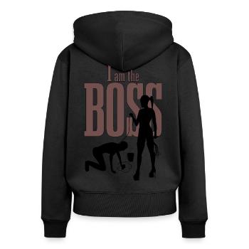 i am the Boss - Frauen Premium Bio Zip Hoodie - Schwarz - Hinten - Julia (174cm)