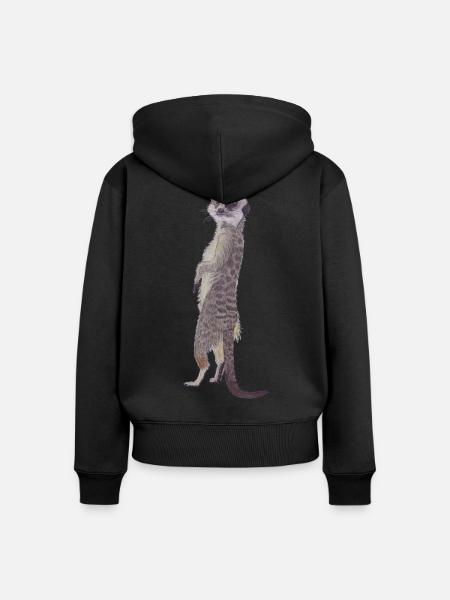 aufrecht stehendes Erdmännchen - Frauen Premium Bio Zip Hoodie - Schwarz