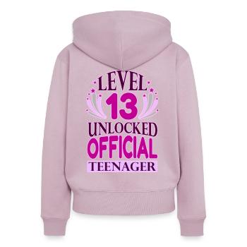 Teen Birthday Level 13 freigeschaltet - Frauen Premium Bio Zip Hoodie - Altrosa - Hinten - Julia (174cm)