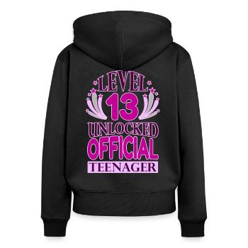 Teen Birthday Level 13 freigeschaltet - Frauen Premium Bio Zip Hoodie - Schwarz - Hinten - Julia (174cm)