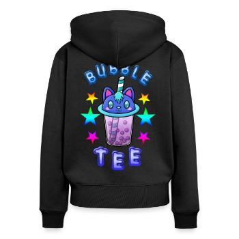 Bubble Tee - Frauen Premium Bio Zip Hoodie - Schwarz - Hinten - Julia (174cm)