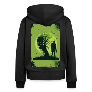Zombie Illustration Minimalistisches Design - Frauen Premium Bio Zip Hoodie - Schwarz - Hinten - Julia (174cm)