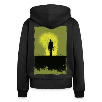 Zombie Illustration Minimalistisches Design - Frauen Premium Bio Zip Hoodie - Schwarz - Hinten - Julia (174cm)