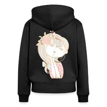 Garten der Seele: Geheimnisse eines verträumten Mädchens - Frauen Premium Bio Zip Hoodie - Schwarz - Hinten - Julia (174cm)