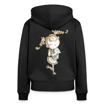 The Girl and Her Cat: Happy Reunion - Women's Premium Organic Zip Hoodie - black - Back - Julia (174cm)