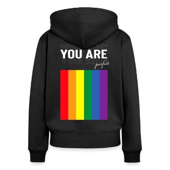 LGBTQ Vous êtes un design parfait - Sweat à capuche zippé Premium bio Femme - noir - Dos - Julia (174cm)