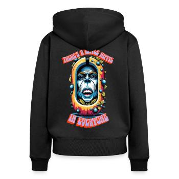 Il y a un peu de hippie dans tout le monde 10 - Sweat à capuche zippé Premium bio Femme - noir - Dos - Julia (174cm)