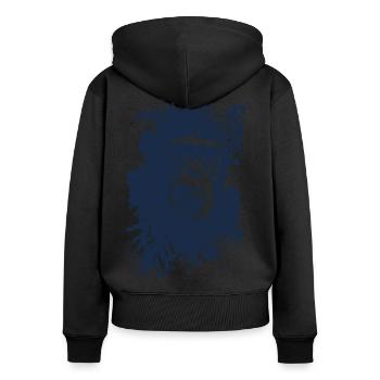 Schimpanse Palmen Blueprint - Frauen Premium Bio Zip Hoodie - Schwarz - Hinten - Julia (174cm)