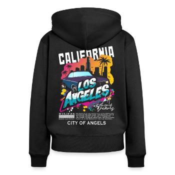 Muscle car californienne de Los Angeles - Sweat à capuche zippé Premium bio Femme - noir - Dos - Julia (174cm)