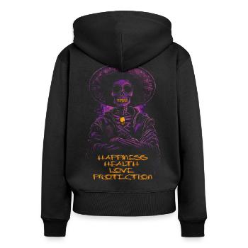 Day of the Dead Skull Halloween Dia de los - Women's Premium Organic Zip Hoodie - black - Back - Julia (174cm)