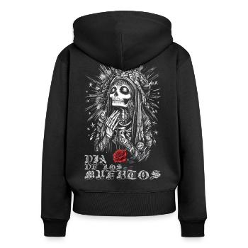 Dia de los mexico skull rose halloween - Women's Premium Organic Zip Hoodie - black - Back - Julia (174cm)