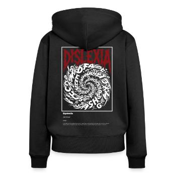 Conception en spirale de sensibilisation à la dyslexie - Sweat à capuche zippé Premium bio Femme - noir - Dos - Julia (174cm)