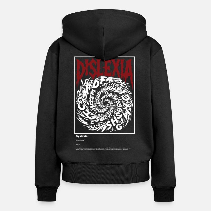 Conception en spirale de sensibilisation à la dyslexie - Sweat à capuche zippé Premium bio Femme - noir