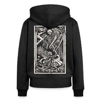 Punk Design Engel Skelett - Frauen Premium Bio Zip Hoodie - Schwarz - Hinten - Julia (174cm)