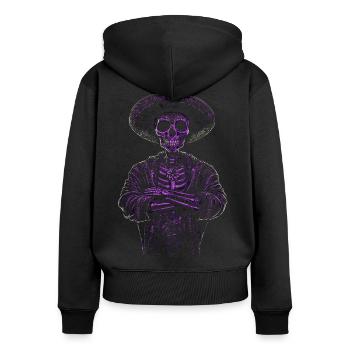 Skelett horror knochen geschenkidee - Frauen Premium Bio Zip Hoodie - Schwarz - Hinten - Julia (174cm)