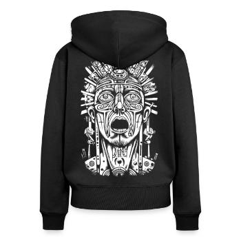 Punk tattoo gothic - Frauen Premium Bio Zip Hoodie - Schwarz - Hinten - Julia (174cm)