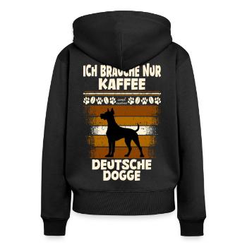 Café Great Dane - Sweat à capuche zippé Premium bio Femme - noir - Dos - Julia (174cm)