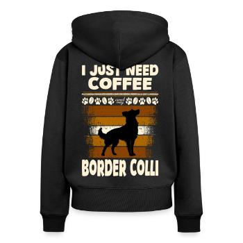 Café Border colli - Sweat à capuche zippé Premium bio Femme - noir - Dos - Julia (174cm)