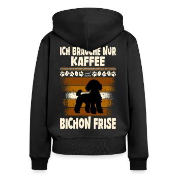 Bichon frisé - Sweat à capuche zippé Premium bio Femme - noir - Dos - Julia (174cm)