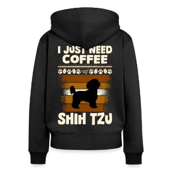 shih tzu mein hund - Frauen Premium Bio Zip Hoodie - Schwarz - Hinten - Julia (174cm)