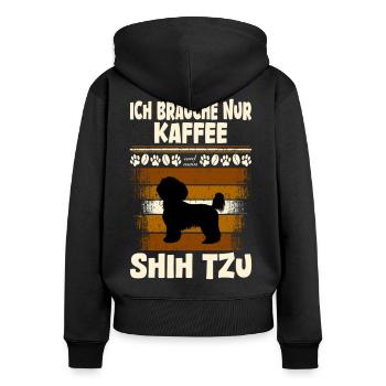 Shih Tzu - Sweat à capuche zippé Premium bio Femme - noir - Dos - Julia (174cm)
