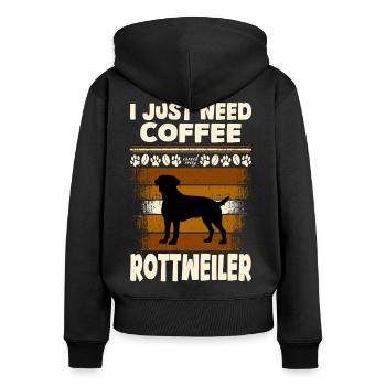 Coffee Rottweiler - Women's Premium Organic Zip Hoodie - black - Back - Julia (174cm)