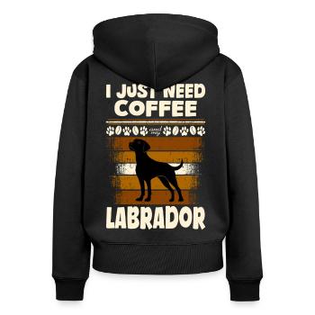 Labrador my dog coffee - Women's Premium Organic Zip Hoodie - black - Back - Julia (174cm)