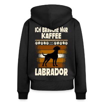 Labrador kaffee - Frauen Premium Bio Zip Hoodie - Schwarz - Hinten - Julia (174cm)