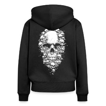 Skull Skull Bone punk rock style - Women's Premium Organic Zip Hoodie - black - Back - Julia (174cm)