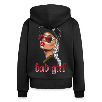 Bad girl sonnenbrille frau bella - Frauen Premium Bio Zip Hoodie - Schwarz - Hinten - Julia (174cm)