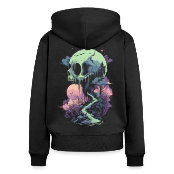 Fantasy world skull punk gothic - Women's Premium Organic Zip Hoodie - black - Back - Julia (174cm)