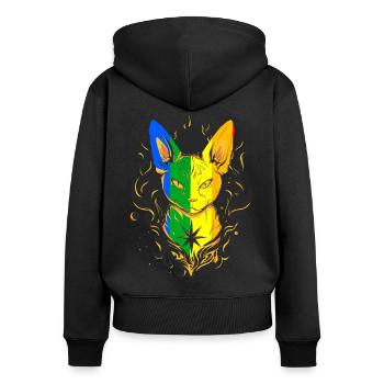 Chat Chats Fantaisie - Sweat à capuche zippé Premium bio Femme - noir - Dos - Julia (174cm)