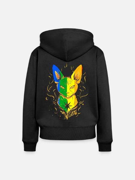 Katze Katzen Fantasy - Frauen Premium Bio Zip Hoodie - Schwarz