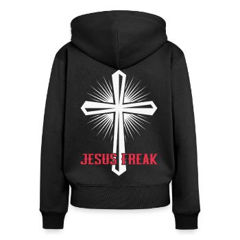 Jesus Gott Christliche Kirche Kreuz Glauben Glauben - Frauen Premium Bio Zip Hoodie - Schwarz - Hinten - Julia (174cm)