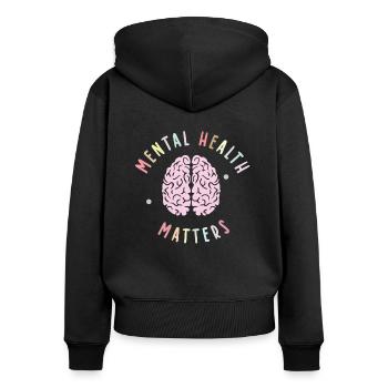 MENTAL HEALTH AWARENESS: Mental Health Matters - Women's Premium Organic Zip Hoodie - black - Back - Julia (174cm)