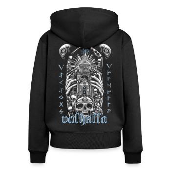 Viking Valhalla Runes Symbols - Women's Premium Organic Zip Hoodie - black - Back - Julia (174cm)