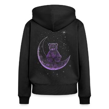 Bear sitting on moon minimalist - Women's Premium Organic Zip Hoodie - black - Back - Julia (174cm)