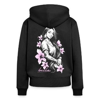 Bella blossom latina chicca - Sweat à capuche zippé Premium bio Femme - noir - Dos - Julia (174cm)