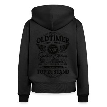 Oldtimer Baujahr 2000 Jahrgang Geburtstag Geschenk - Frauen Premium Bio Zip Hoodie - Schwarz - Hinten - Julia (174cm)