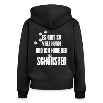 Hunde Pfoten - Frauen Premium Bio Zip Hoodie - Schwarz - Hinten - Julia (174cm)