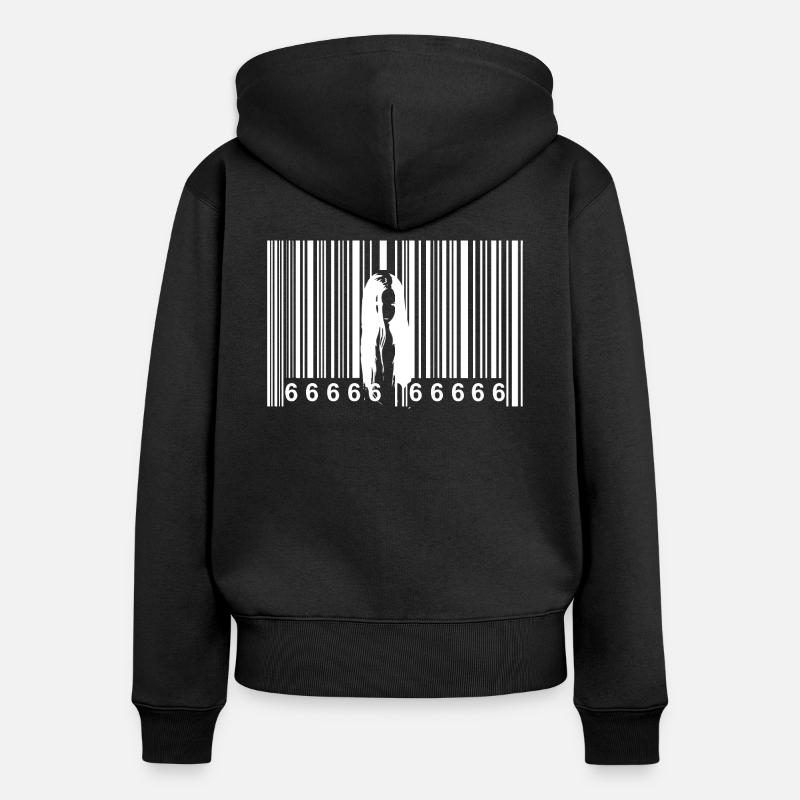 Code à barres d'horreur - Sweat à capuche zippé Premium bio Femme - noir