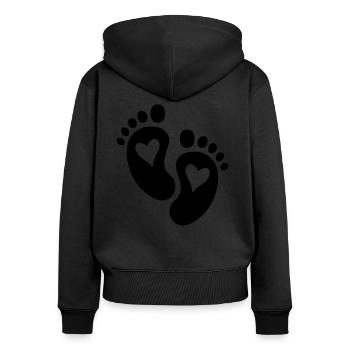 Pieds de bébé Coeur - Sweat à capuche zippé Premium bio Femme - noir - Dos - Julia (174cm)
